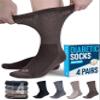 Doctor's Select Diabetic Socks for Men 9-12 - 4 Pairs Crew Neuropathy Socks for Men | Brown view 1