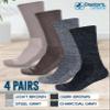 Doctor's Select Diabetic Socks for Men 9-12 - 4 Pairs Crew Neuropathy Socks for Men | Brown view 4