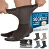 Doctor's Select Diabetic Socks for Men 9-12 - 4 Pairs Crew Neuropathy Socks for Men | Charcoal Grey, Grey, Brown, Tan view 1