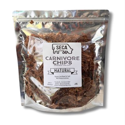 SECA - Carnivore Chips - 1lb bag, Natural, Grass fed Beef and Salt, Carne Seca- Keto, Carnivore, Paleo, 1 pound bag