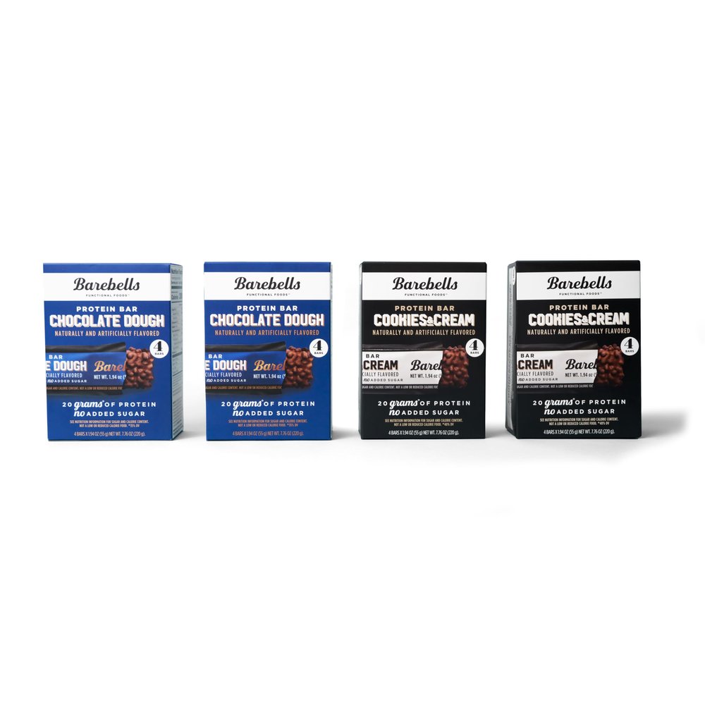 BAREBELLS Protein Bars Variety Pack - 16 Count, 1.9oz Bars - Protein Snacks with 20g of High Protein - Chocolate Protein Bar with 1g of Total Sugars