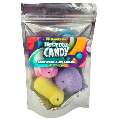 Freeze Dried Candy Marshmallow Chicks, Unique Exotic Crunch Snack Treats, Party Favor Gift Idea, Easter Basket filler, 1 oz
