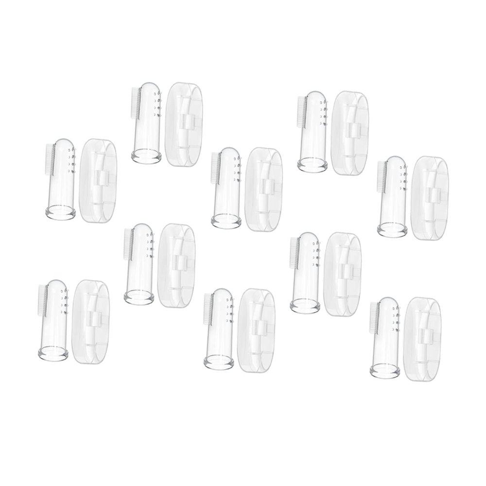 minkissy 20sets Finger Toothbrush Silicone Massagers for Oral Care Soft-Bristle Finger Toothbrushes for Newborns Includes Carrying Case