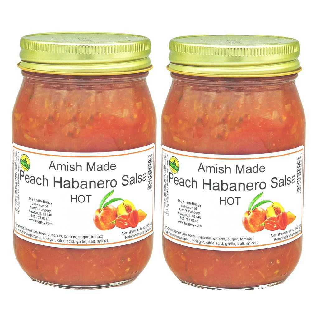 Arndts Fudgery Amish Made Salsa 2-16 oz. Jars (Peach Habanero Hot)