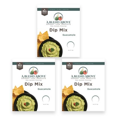 A Blend Above Guacamole Dip Mix, 3 Packs, 1 oz. Each, Makes 16 Ounces, Gluten-Free, No MSG, All Natural, No Preservatives, Vegan Friendly, Keto Friendly, Vegetable Dip, Chip Dip, Low Carb, Easy to Make