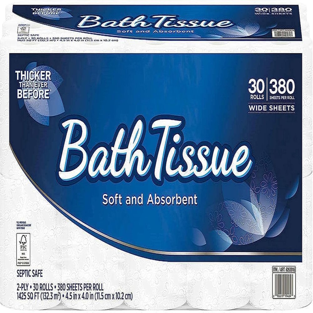 BLUE RIBBON 2-Ply Bath Tissue, 30 Rolls 380 Sheets Per Roll