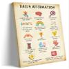 Yelowcaq Daily Affirmations Posters Prints Therapy Wall Art Positive Affirmations Mental Health Posters Art Deco Giclee Artwork Pictures for Kitchen (8.00''x12.00'',Framed) view 1