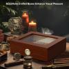 20-30 Counts Cigar Box with Hygrometer Humidifier and Divider,Handmade Glass Top Cigar Humidor, Desktop Storage Case view 2