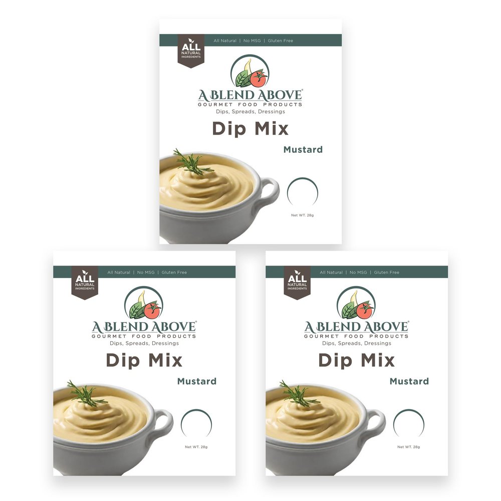 A Blend Above Mustard Dip Mix, 3 Packs, 1 oz. Each, Makes 16 Ounces, Gluten-Free, No MSG, All Natural, No Preservatives, Vegan Friendly, Keto Friendly, Vegetable Dip, Chip Dip, Low Carb, Easy to Make