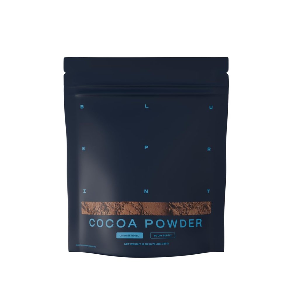 Blueprint Bryan Johnson Non Dairy Cocoa Powder  Elite Level Flavanols  100% Pure Cocoa  Low Fat Unsweetened Cocoa  Undutched  Keto Friendly  Great for Baking, Cooking & Smoothies  12oz Bag