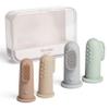 Moonkie Baby Toothbrush Finger Toothbrush Oral Cleaner Kit for 3 Months +, 4 Pcs Small (Sand/Warm Taupe)/Large (Blue/Mint) view 1