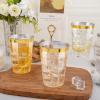 I00000 200 Pack 12 oz Gold Plastic Cups, Clear Disposable Cups, Disposable Plastic Wine Glasses Cocktail Glasses Premium Cups with Gold Rim, 12 Ounce Tumblers for Party & Wedding view 3