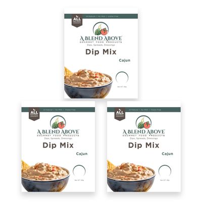 A Blend Above Cajun Dip Mix, 3 Packs, 1 oz. Each, Makes 16 Ounces, Gluten-Free, No MSG, All Natural, No Preservatives, Vegan Friendly, Keto Friendly, Vegetable Dip, Chip Dip, Low Carb, Easy to Make