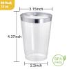 I00000 50 Pack 12 oz Silver Plastic Cups, Silver Rimmed Disposable Cups, Party Wine Glasses Disposable Cocktail Glasses Heavy Duty Cups with Silver Rim, 12 Ounce Plastic Tumblers For Party view 2