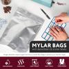 100 Pack Mylar Bags with Oxygen Absorbers - 11 MIL Thick 3 Sizes - 25x1 Gallon 35x1 Quart 40x1/2 Pint - Reusable Aluminum Foil Sealable Mylar Food Storage Bags & 112 Labels, Sealable Smell Proof view 2