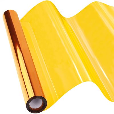 Vanhench Wrapping Paper for Gifts, Wrapping Paper for Men Gift Basket, Gold Cellophane Wrap, 16" x 100' 3Mil Thick Cellophane Wrap Roll for Gift Basket, Yellow Wrapping Paper Roll