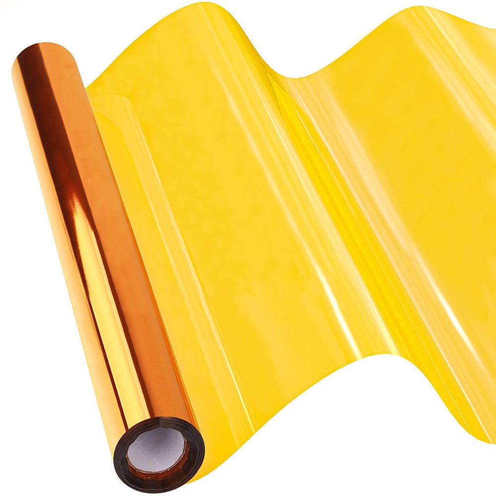 Vanhench Wrapping Paper for Gifts, Wrapping Paper for Men Gift Basket, Gold Cellophane Wrap, 16" x 100' 3Mil Thick Cellophane Wrap Roll for Gift Basket, Yellow Wrapping Paper Roll