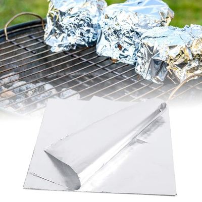 100Pcs Grilling Foil Sheets,Aluminum Foil Baking Sheets Thickened High Temperature Resistant Aluminum Foil Wrap Paper for BBQ Barbecue Baking