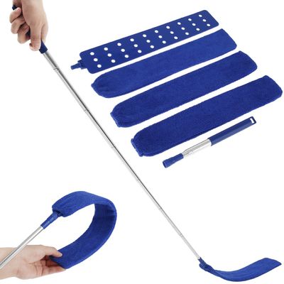Gap Dust Cleaner Retractable Microfiber Gap Dust Brush Gap Duster with Extendable Pole and Cloth Cover for Sofa Bed Furniture Bottom Ceiling Fan Blinds (Royal Blue)