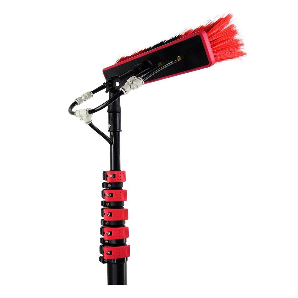 Telescopic Window Cleaner Water Wash Brush Kit(3.6M-10.8M), Window and Solar Panel Cleaning System W/Brush & Telescopic Pole, Windows Cleaning Washing Tool,5.4 M/17.7 Ft