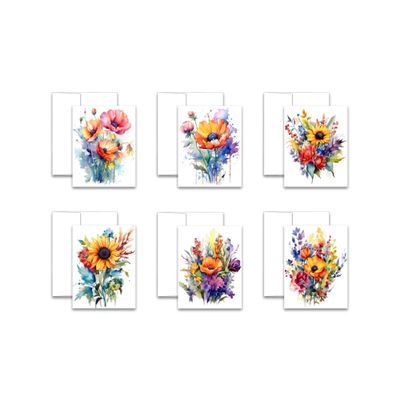 Note Card Set of 12, Watercolor Flower Cards, Greeting card set, blank cards with envelopes, All occasion cards, watercolor note cards, notecards, wildflower cards, greeting card assortment