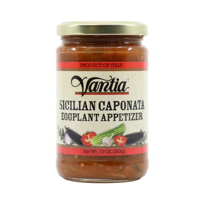 Vantia Sicilian Caponata - Authentic Eggplant Appetizer, Rich & Tangy - Perfect for Bruschetta, Pasta, and Side Dishes, Imported from Italy - Jar, 16 oz
