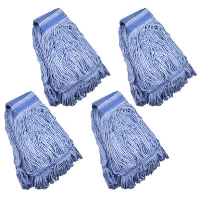 Mop Head Replacement Commercial Heavy Duty String Blue Wet Mop Heads for 3 Typs Commercial Mop Handle(4 pcs,Large,Weight 23oz)