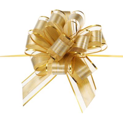 DMiotech 10pcs 7 Inch Big Gift Wrapping Bows Birthday Organza Pull Bow Ribbon Chiffon for Presents Box Valentines' Day Florist Gold