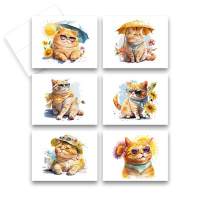 Aria Rae Design Note Card Set of 12, Assorted Cat Greeting Cards, Stationery cards, kitty cards, blank notecard, Assorted cards, Set of Greeting Cards, cat lover, greeting card assortment