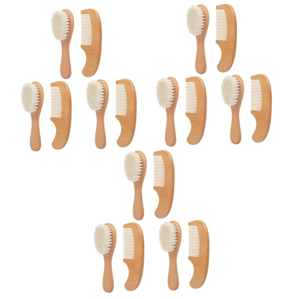 FRCOLOR 6pcs Wooden Hair Comb and Bathing Brush Newborns Gentle Scalp Care and Detangling for Home Use Soft Brush and Comb for Delicate Skin