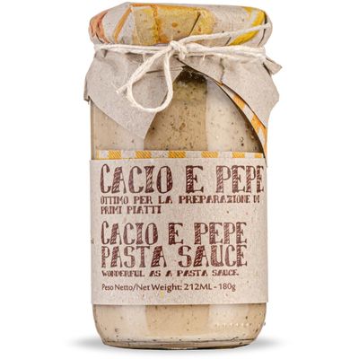 ARTIGIANI DEI SAPORI - Creamy Cheese and Pepper Pasta Sauce Jar, 6.3 oz. cacio e pepe, Product of Italy