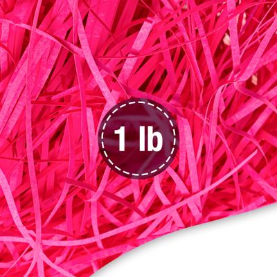 FRILLZ Skinny-Cut Shredded Paper for Gifts & Easter Baskets (Hot Pink, 1 LB) - Protective and Decorative Raffia Paper Shred for Basket Filler - Fake Grass Look