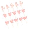Ciieeo 36pcs Bowknot Clothing Shape Cake Cards for Baby Girl Party Edible Cake Decorations Wedding Cake Toppers view 1