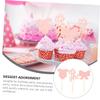 Ciieeo 36pcs Bowknot Clothing Shape Cake Cards for Baby Girl Party Edible Cake Decorations Wedding Cake Toppers view 3