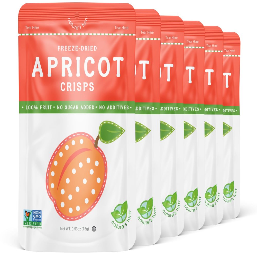 Natures Turn Freeze-Dried Fruit Crisps  Healthy, Gluten-Free, Crispy & Delicious, Plant-Based Snack, Ideal for Cereal, Smoothies, School Lunches, & On-the-Go, Sour Apricot, Bags of 6 (0.53 oz Each)