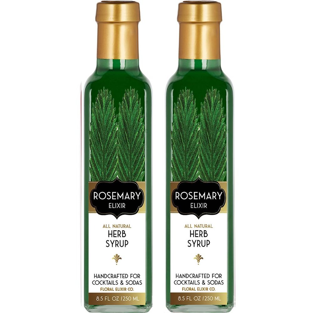 Floral Elixir Co. - All Natural Syrups for Cocktails & Sodas (2 x 8.5 oz) (Rosemary)