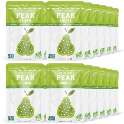 Natures Turn Freeze-Dried Pear Crisps  Healthy, Gluten-Free, Crispy & Delicious, Plant-Based Snack, Ideal for Cereal, Smoothies, School Lunches, & On-the-Go, Bags of 24 (0.35 oz Each)