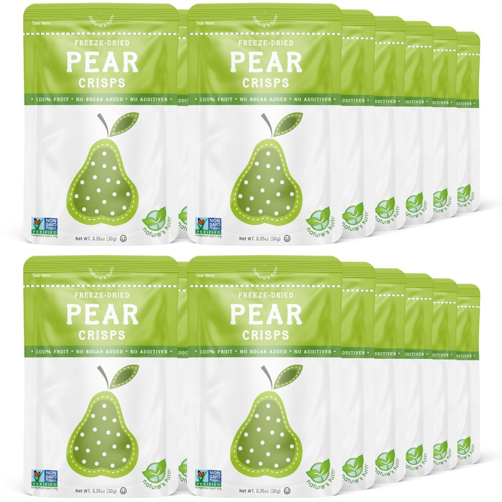 Natures Turn Freeze-Dried Pear Crisps  Healthy, Gluten-Free, Crispy & Delicious, Plant-Based Snack, Ideal for Cereal, Smoothies, School Lunches, & On-the-Go, Bags of 24 (0.35 oz Each)
