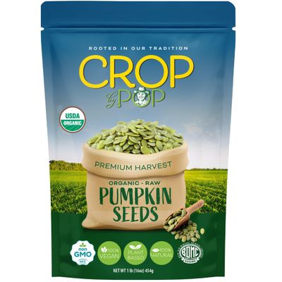 CROP BY POP - Organic Raw Pumpkin Seeds (16 Oz - 1 LB) Packed Fresh in Resealable Bag - USDA Organic, Non GMO - Naturally Grown, Vegan, Kosher