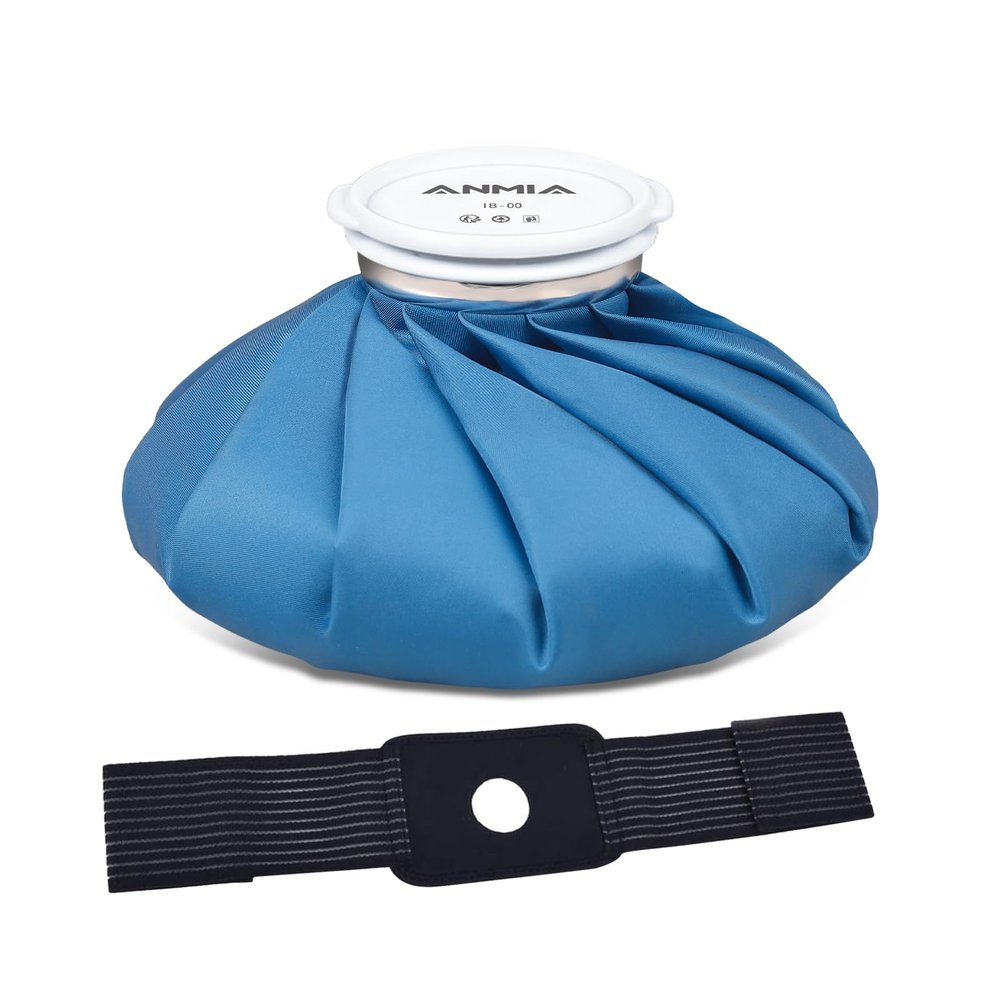 ANMIA Ice Pack Bags with Wrap for Injuries Reusable, Cold Pack Water Bag Hot Bag for Pain Relief, Leak-Proof Elastic Ice Bag, Size 9''