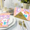 40 Pcs Cute Napkins Eco-Friendly Paper Napkins,Perfect for Easter Celebrations & Kids' Themed Events/Pink Rabbit view 3