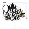 Lebiukee Glitter Queen Bee Cake Topper, Bumble Bee Themed, Gold & Yellow, 1 Count, 6.6 x 5.5 inches, Mother's Day & Birthday Occasion view 2