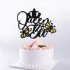 Lebiukee Glitter Queen Bee Cake Topper, Bumble Bee Themed, Gold & Yellow, 1 Count, 6.6 x 5.5 inches, Mother's Day & Birthday Occasion view 3