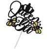 Lebiukee Glitter Queen Bee Cake Topper, Bumble Bee Themed, Gold & Yellow, 1 Count, 6.6 x 5.5 inches, Mother's Day & Birthday Occasion view 4