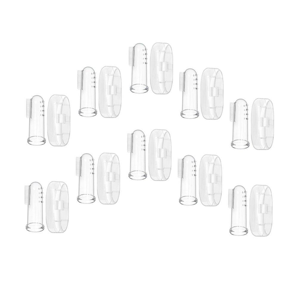 NOLITOY 20sets Finger Toothbrush Set Soft Silicone Massagers for Oral Care Safe Easy Teeth Cleaning Tool for Boy Girl and Toddlers Includes Cases