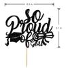 so Proud of you Glitter Cake Topper,Congrats Grad 2024- High School/College/High School College Graduation Party Supplies for 2024 Graduation Theme Party Supplies (Black) view 2