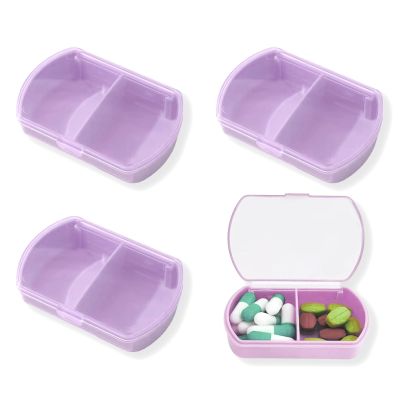4PCS Small Pill Case Travel Pill Box Cute Pill Organizer for Purse Portable Daily Medicine Organizer 2 Compartment Pill Holder for Vitamins, Fish Oil, Supplements