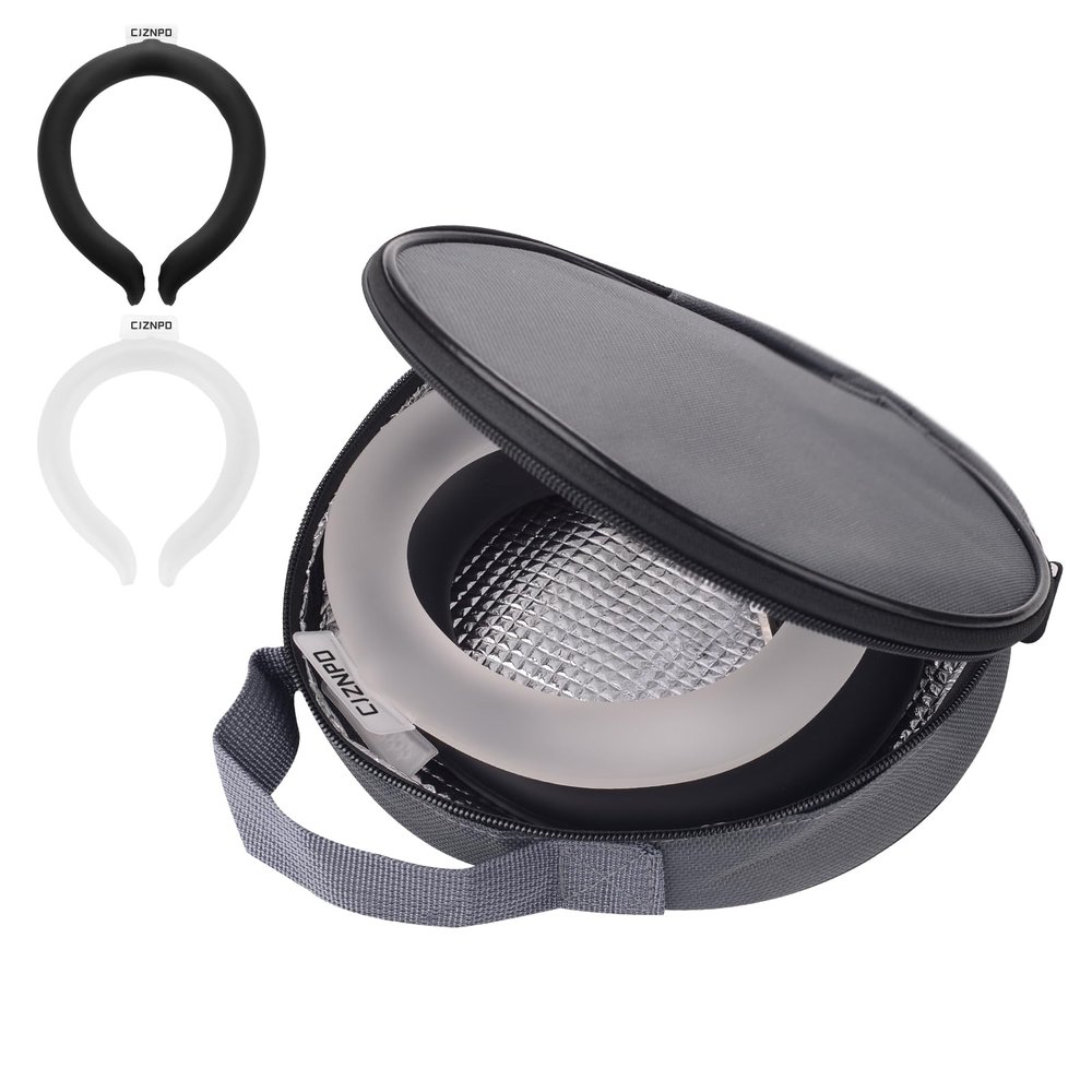 2PCS Neck Cooling Tube, with Insulated Bag, Wearable Ice Coolers Ring Keep Body Cool in Heat/Hot Weather,Reusable Neck Frozen Wraps for Summer in/Outdoor Sports (Black+White)