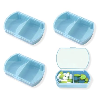 4PCS Small Pill Case Travel Pill Box Cute Pill Organizer for Purse Portable Daily Medicine Organizer 2 Compartment Pill Holder for Vitamins, Fish Oil, Supplements