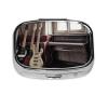 Guitar Bass Music Musical Instruments Print Pill Box 2 Compartment Small Pill Case with Mirror Pill Organizer Portable Medicine Pillbox for Travel Pocket Purse view 1